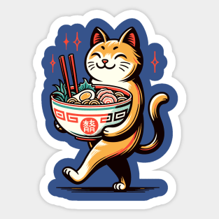 Cat carrying ramen noodles Sticker